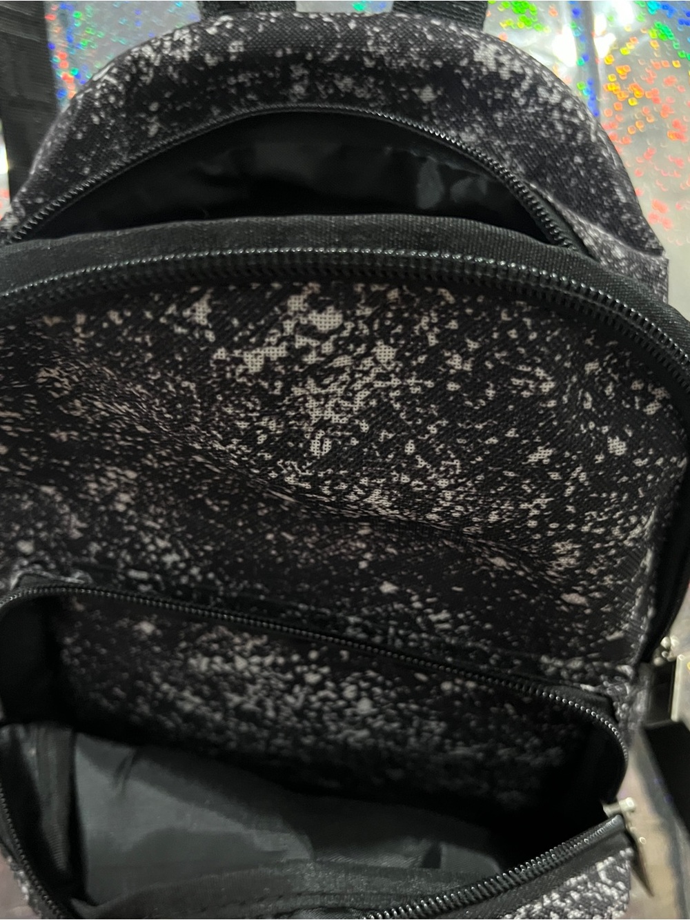 FILA Mini Backpack Black Splatter Print Small Travel Bag Adjustable Straps - Picture 7 of 8